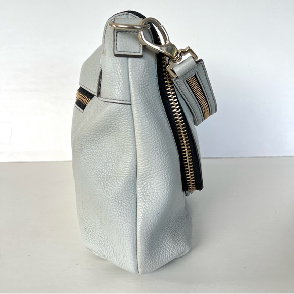 ANYA HINDMARCH Maxi Zip Blue Gray Pebble Leather Flap Tassel Shoulder Satchel - Picture 5 of 15